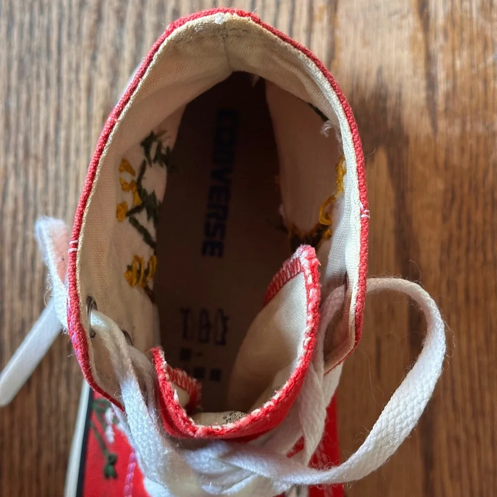 One-of-a-Kind Hand-Stitched Embroidered Converse Sneakers Women’s 10, Men’s 8 - Picture 7 of 15